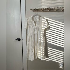 Anthropologie White Tunic Shift Dress Size XS